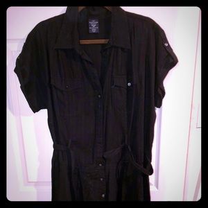 Black camp shirt dress